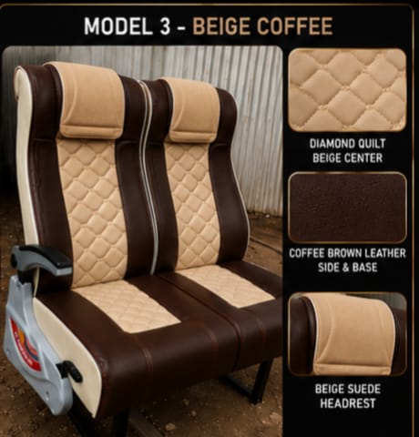 RR Hevirex Royal Deluxe installed luxury bus seat — premium coach seat manufacturer Karur